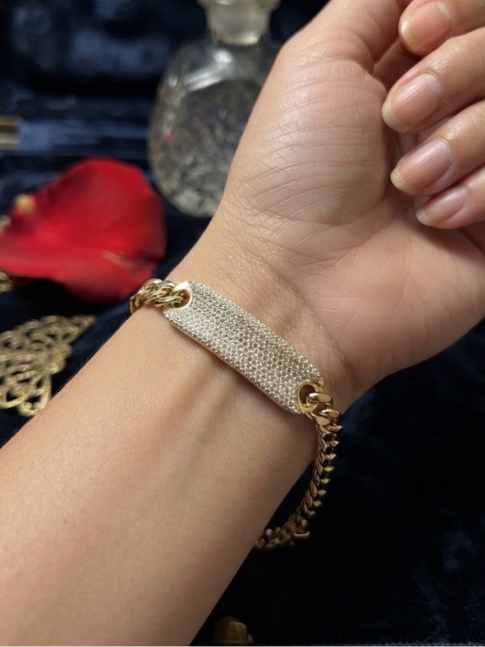 Gold-Tone Pave Crystal ID Bracelet - Women's Jewelry